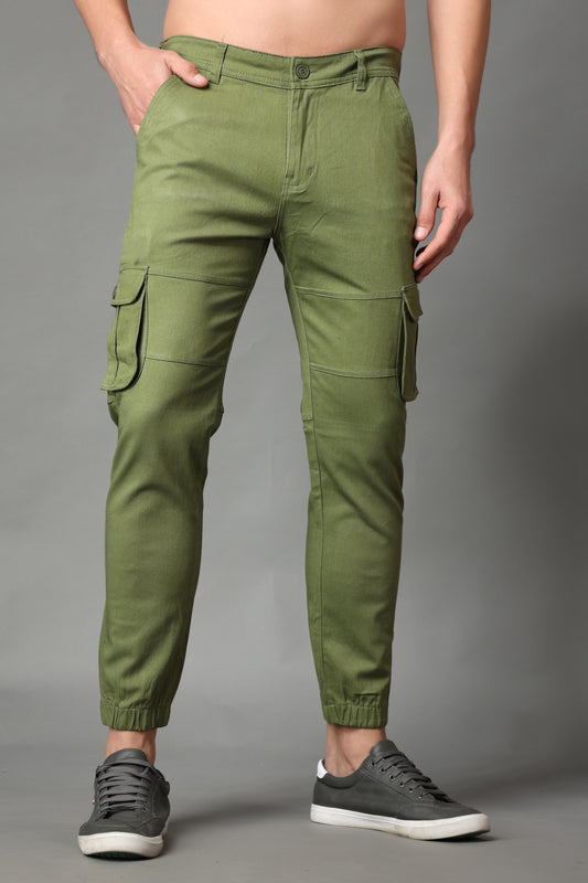 ZAYSH Men Regular Mid Rise Dark Green Cargo Pants (CAR)