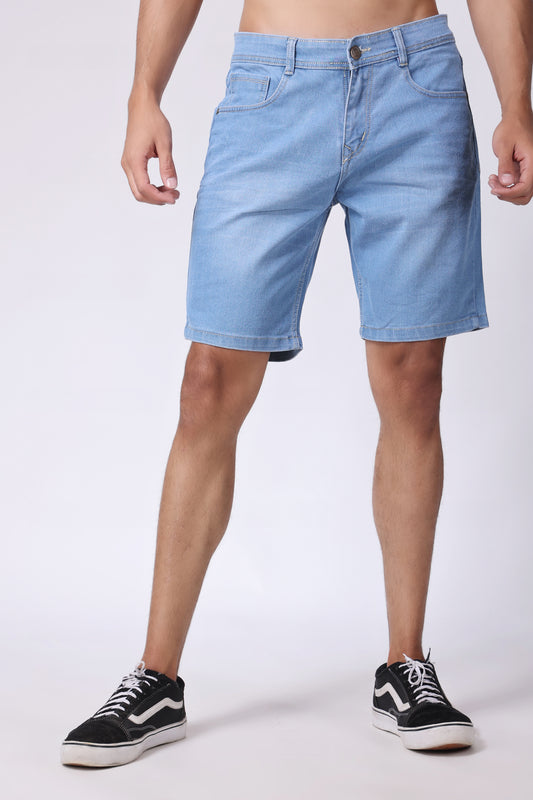 ZAYSH Men Slim Mid Rise Light Blue Shorts