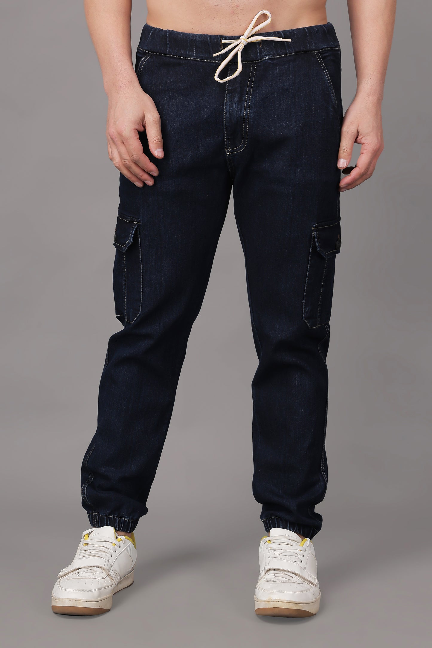 ZAYSH Men Regular fit Mid Rise Dark Blue Cargo Pants (JOG-DEN-6P)