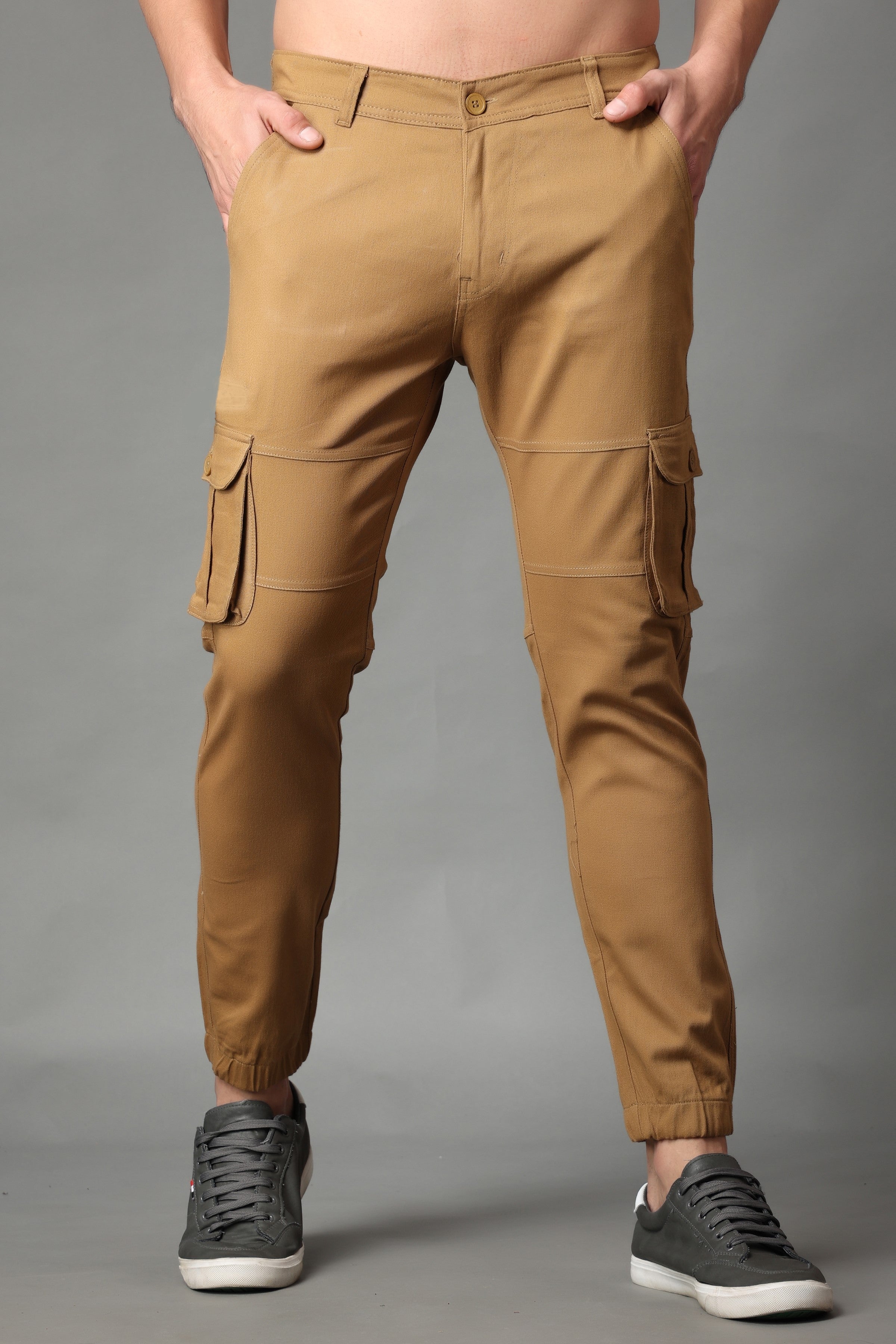 ZAYSH Men Regular Mid Rise Camel Cargo Pants