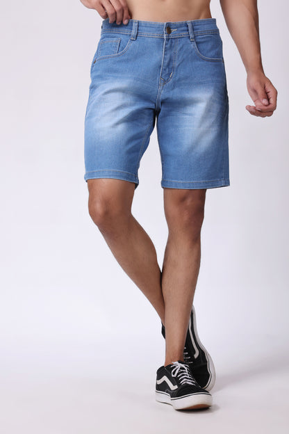 ZAYSH Men Slim Mid Rise Blue Shorts