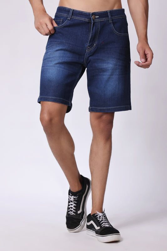 ZAYSH Men Slim Mid Rise Dark Blue Shorts