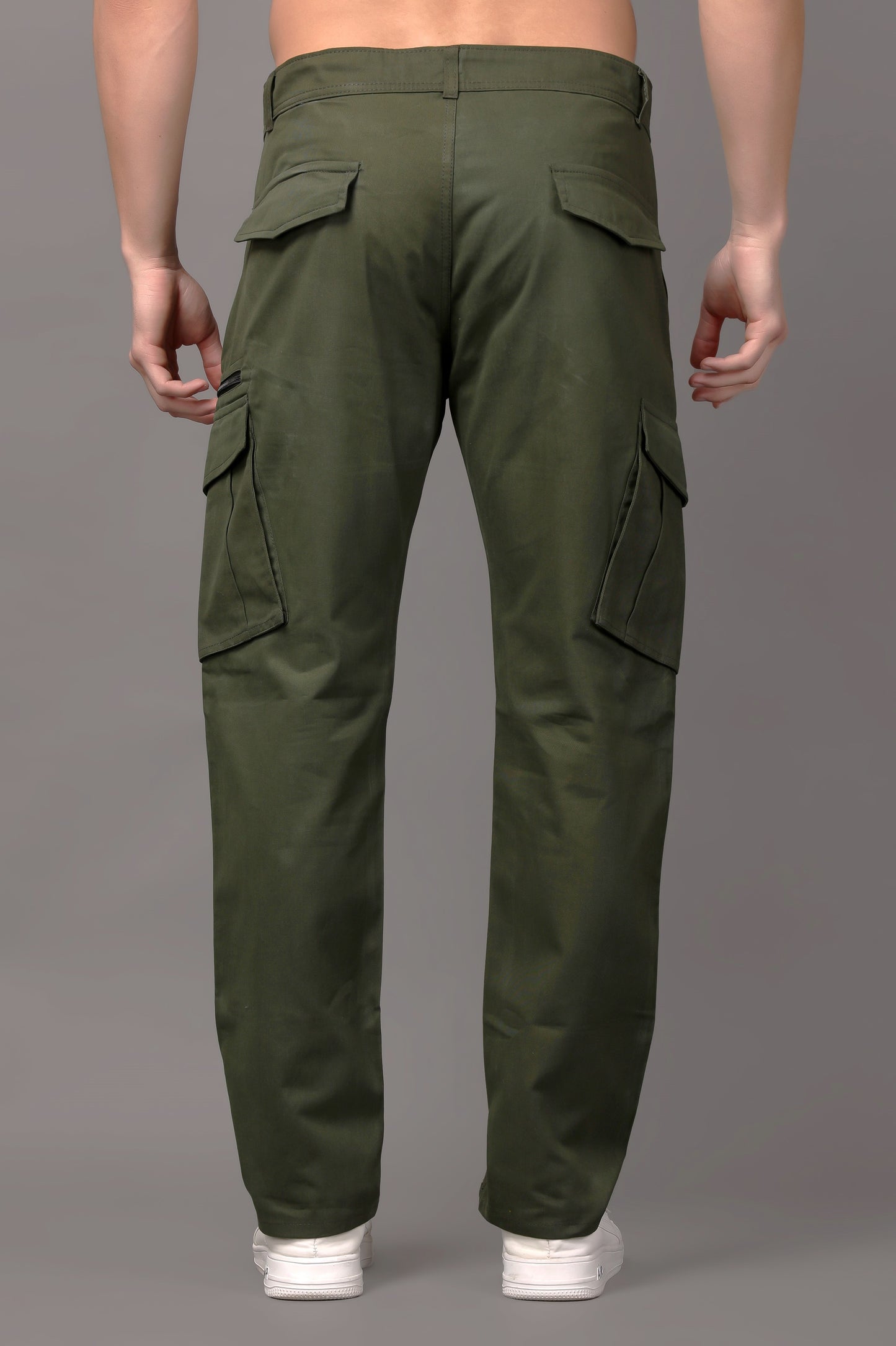 ZAYSH Men Regular Mid Rise Dark Green Cargo Pants (CAR-CP)