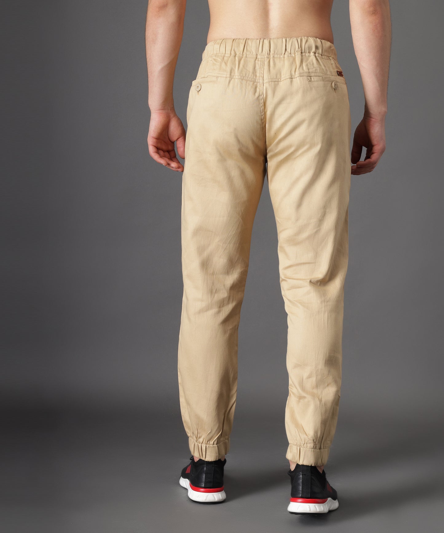 ZAYSH Men Slim Mid Rise Beige Cotton Jogger Pants (CJOG)