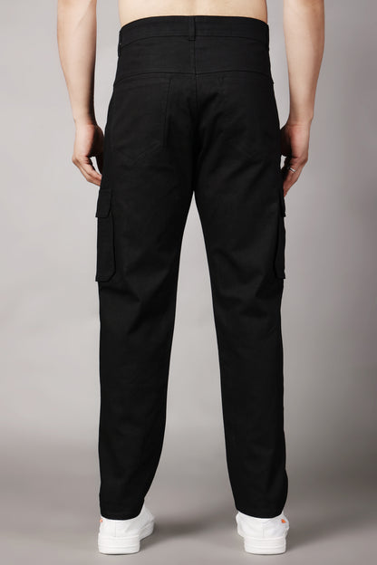 ZAYSH Men Regular Mid Rise Black Cargo Pants (HCAR-BP)