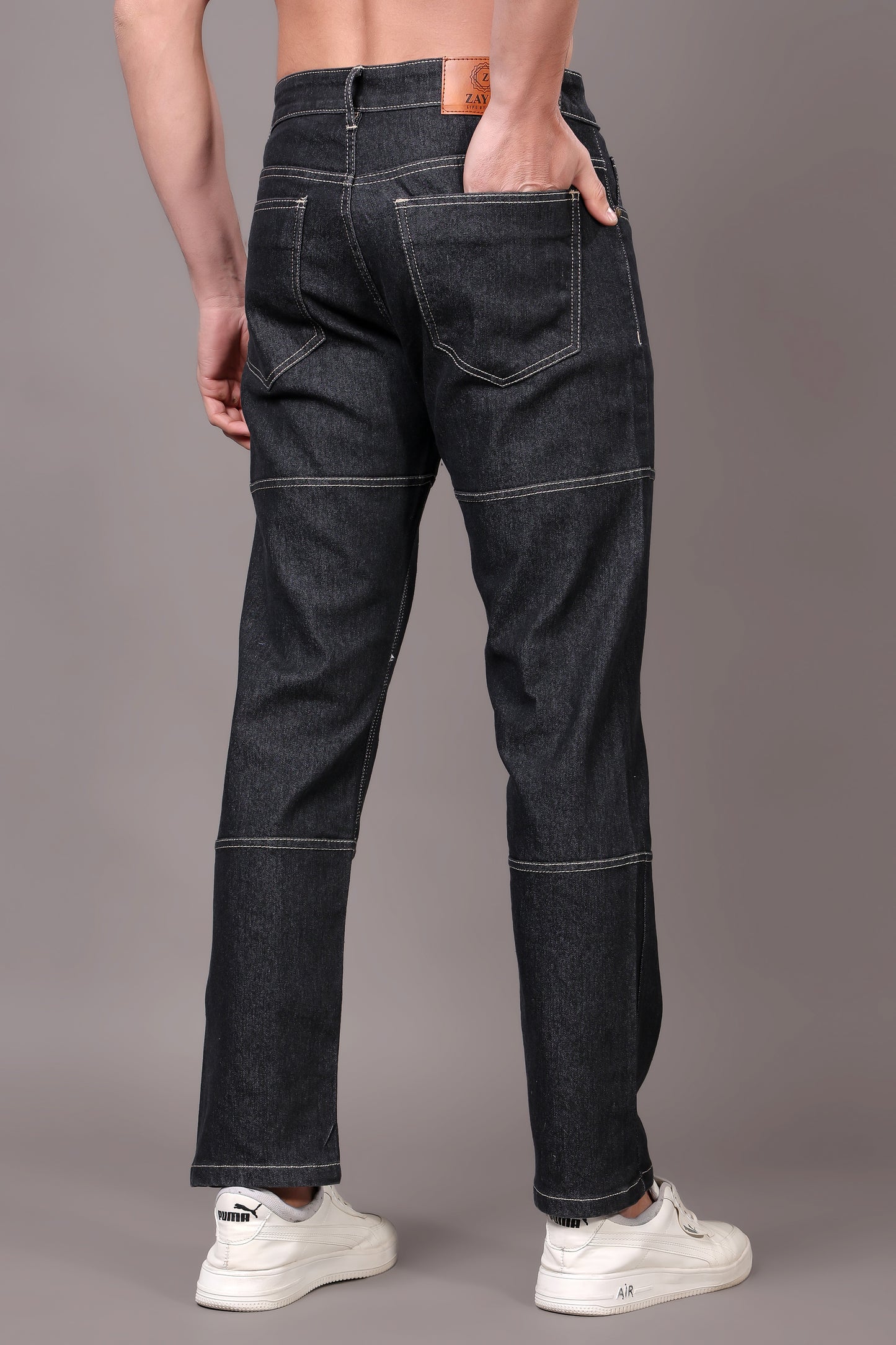 ZAYSH Men Relaxed fit Mid Rise Dark Grey Jeans Pants (MJRP-2D-06)