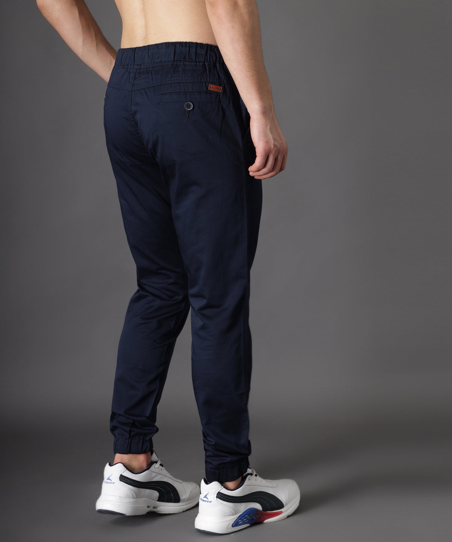 ZAYSH Men Slim Mid Rise Blue Cotton Jogger Pants (CJOG)