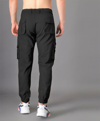 ZAYSH Men Regular Mid Rise Black Cargo Pants (CAR)