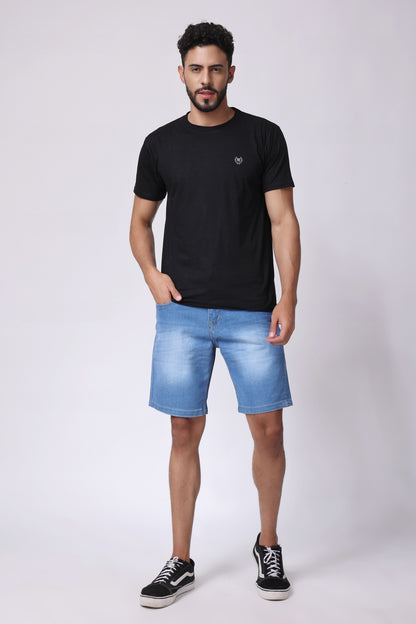 ZAYSH Men Slim Mid Rise Blue Shorts