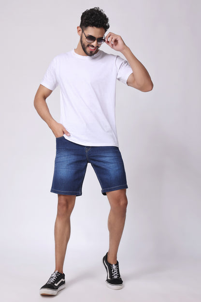 ZAYSH Men Slim Mid Rise Dark Blue Shorts