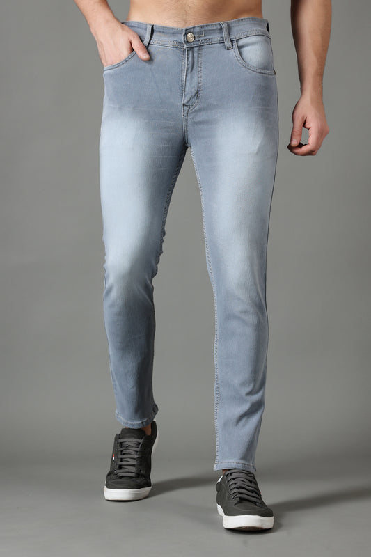 ZAYSH Men Slim Mid Rise Grey Washed Jeans