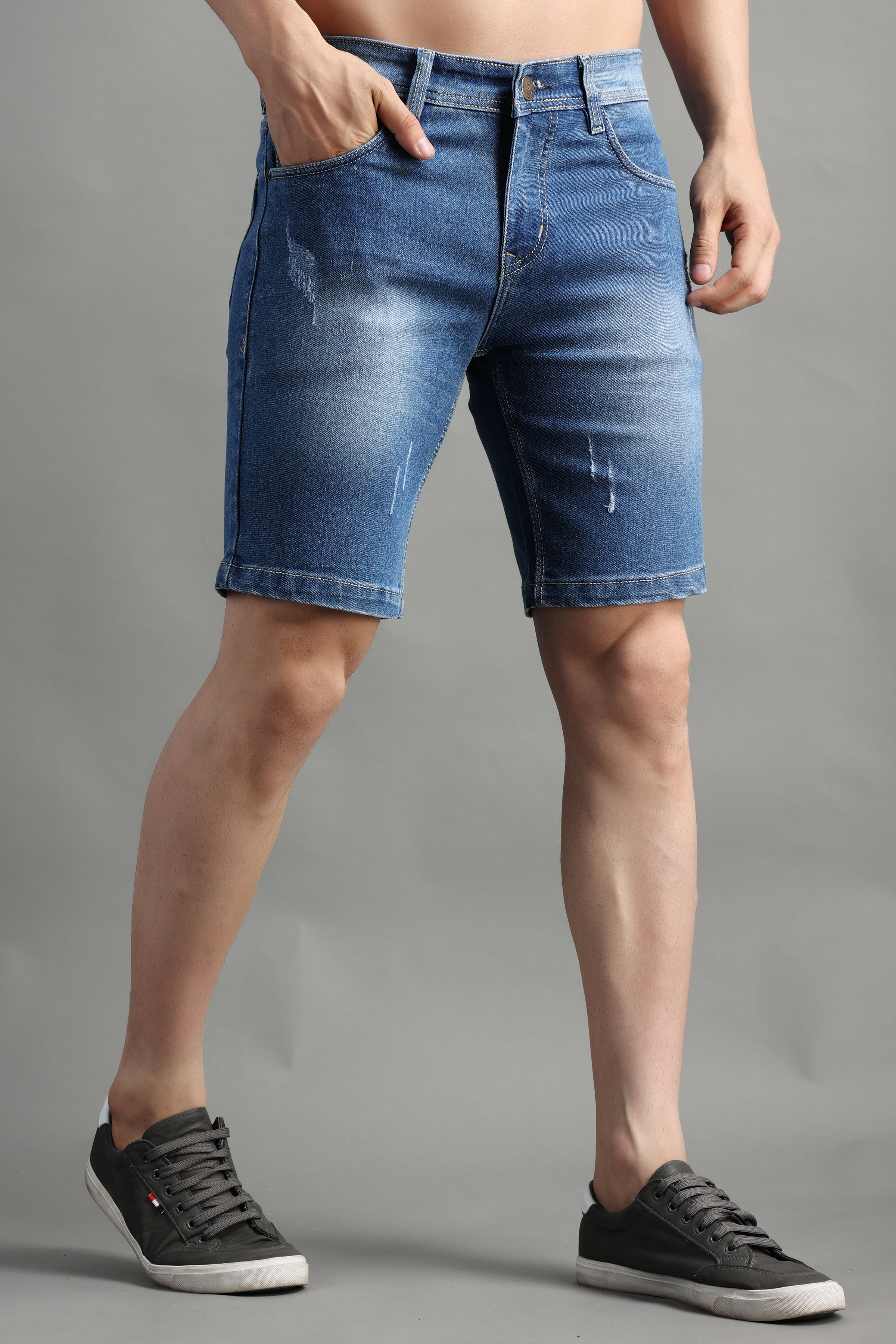 Blue ripped outlet shorts