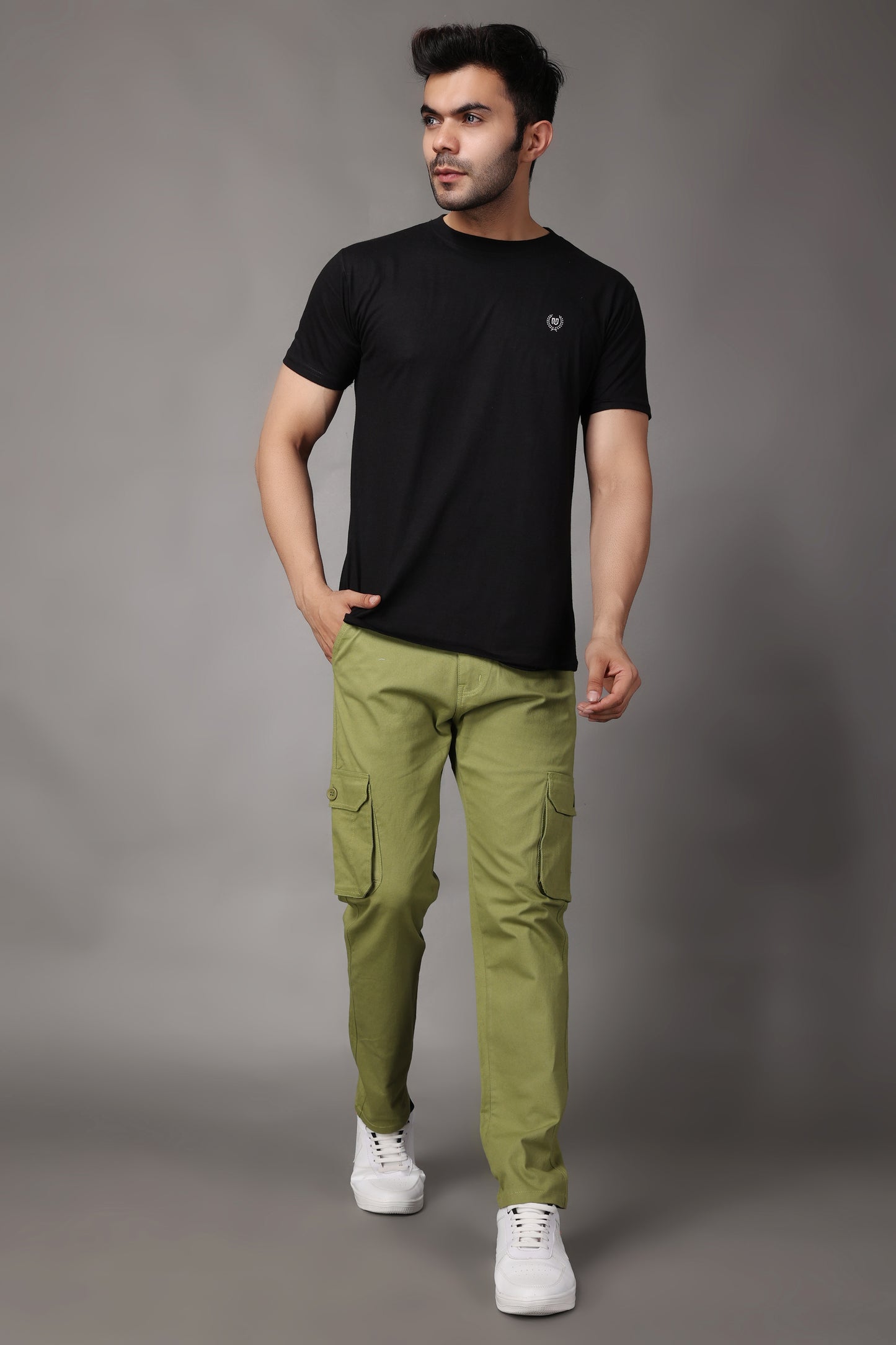 ZAYSH Men Regular fit Mid Rise Green Cargo Pants (HCAR-BP)