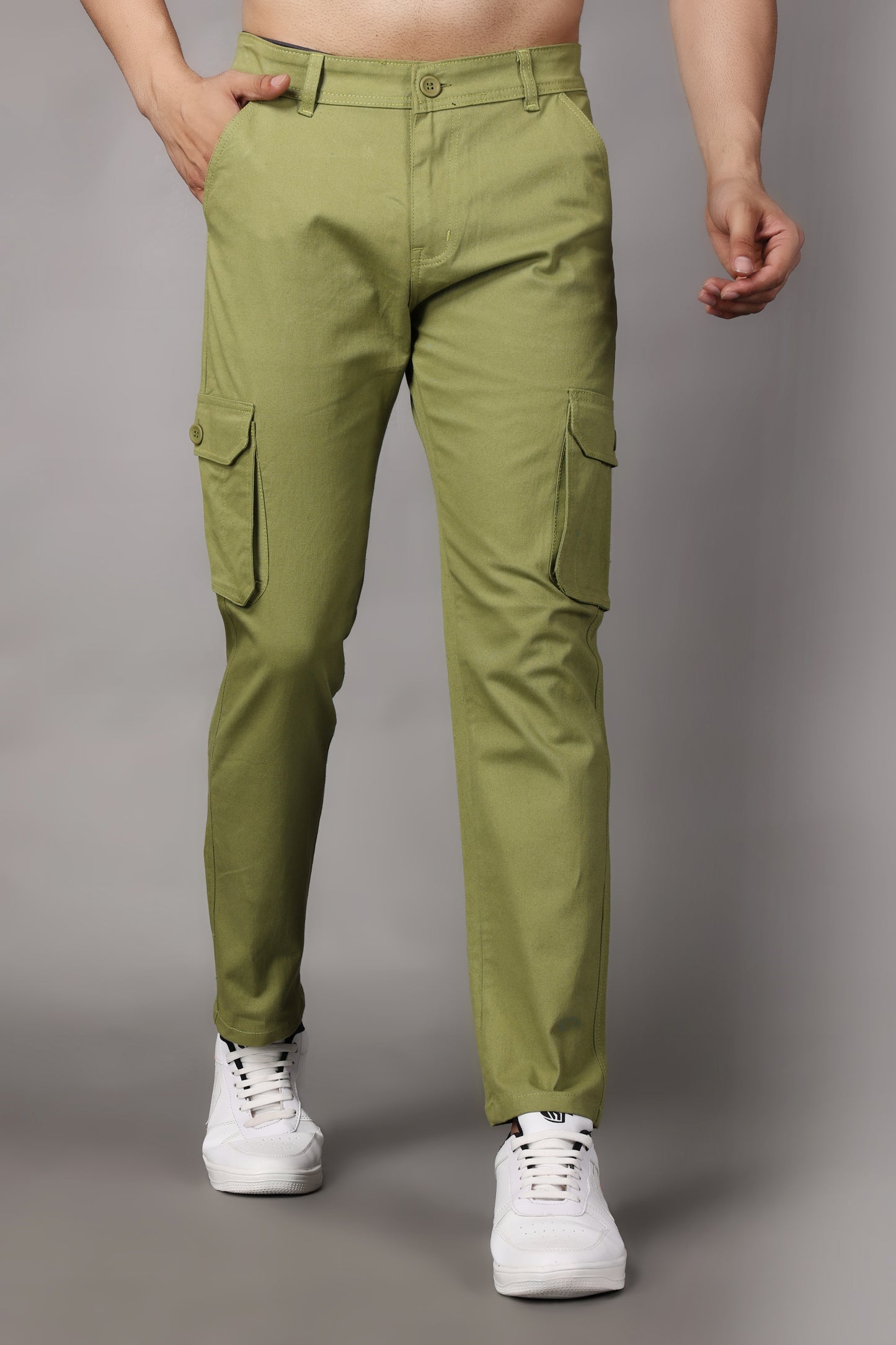 ZAYSH Men Regular fit Mid Rise Green Cargo Pants (HCAR-BP)