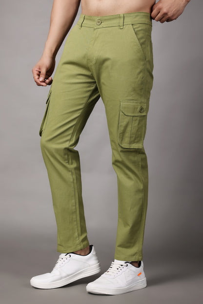 ZAYSH Men Regular fit Mid Rise Green Cargo Pants (HCAR-BP)