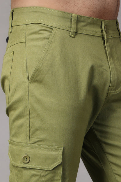 ZAYSH Men Regular fit Mid Rise Green Cargo Pants (HCAR-BP)