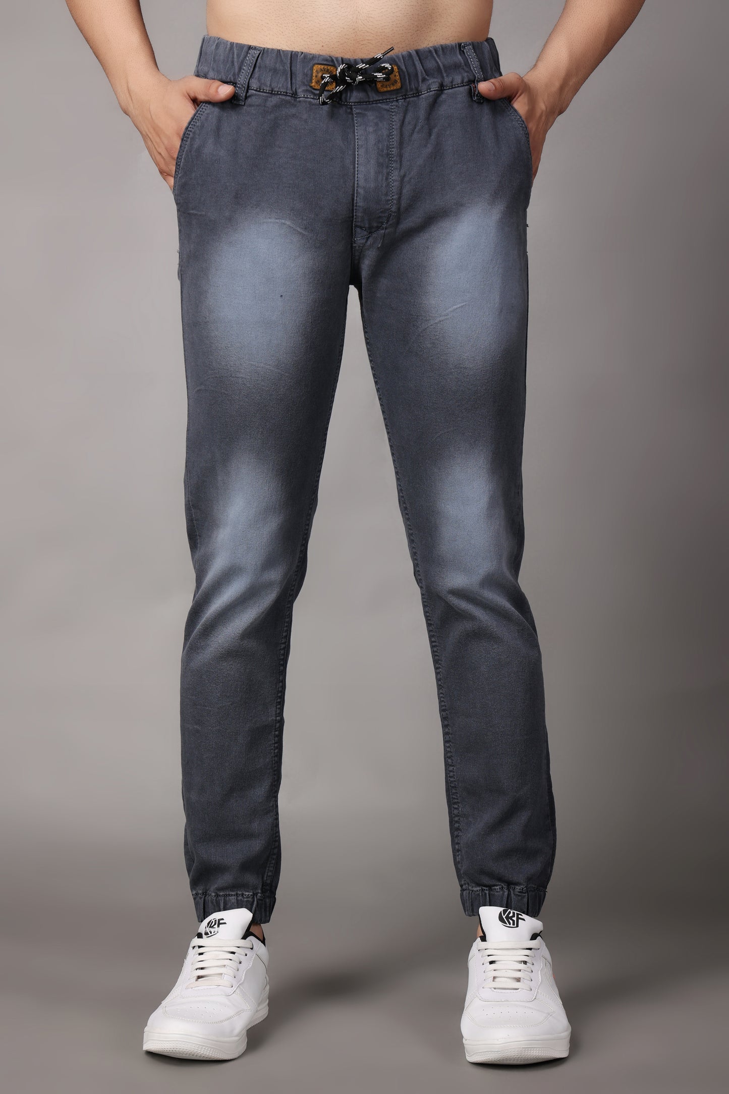 ZAYSH Men Slim Mid Rise Grey Jogger Pants