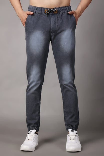 ZAYSH Men Slim Mid Rise Grey Jogger Pants