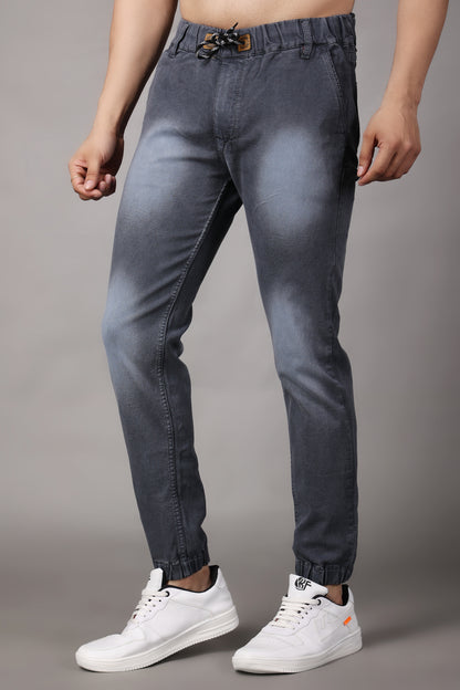 ZAYSH Men Slim Mid Rise Grey Jogger Pants