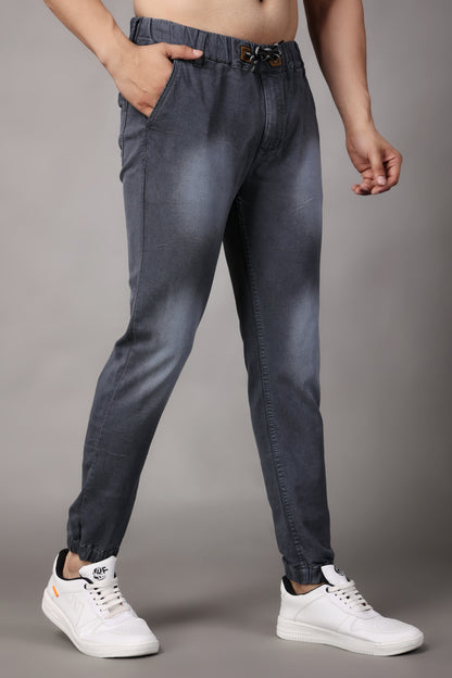 ZAYSH Men Slim Mid Rise Grey Jogger Pants