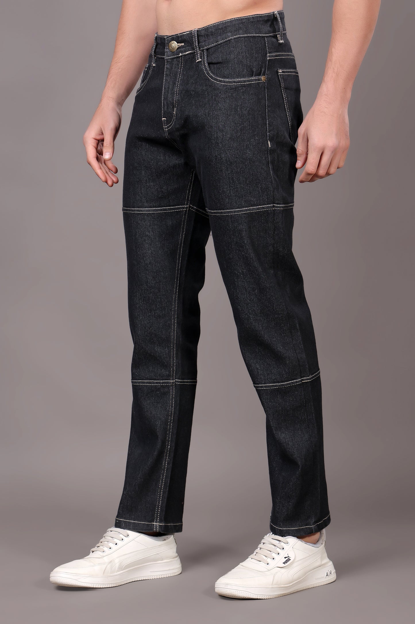 ZAYSH Men Relaxed fit Mid Rise Dark Grey Jeans Pants (MJRP-2D-06)