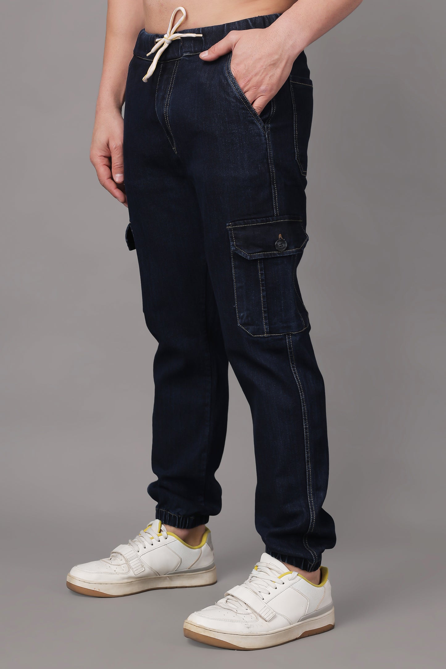 ZAYSH Men Regular fit Mid Rise Dark Blue Cargo Pants (JOG-DEN-6P)