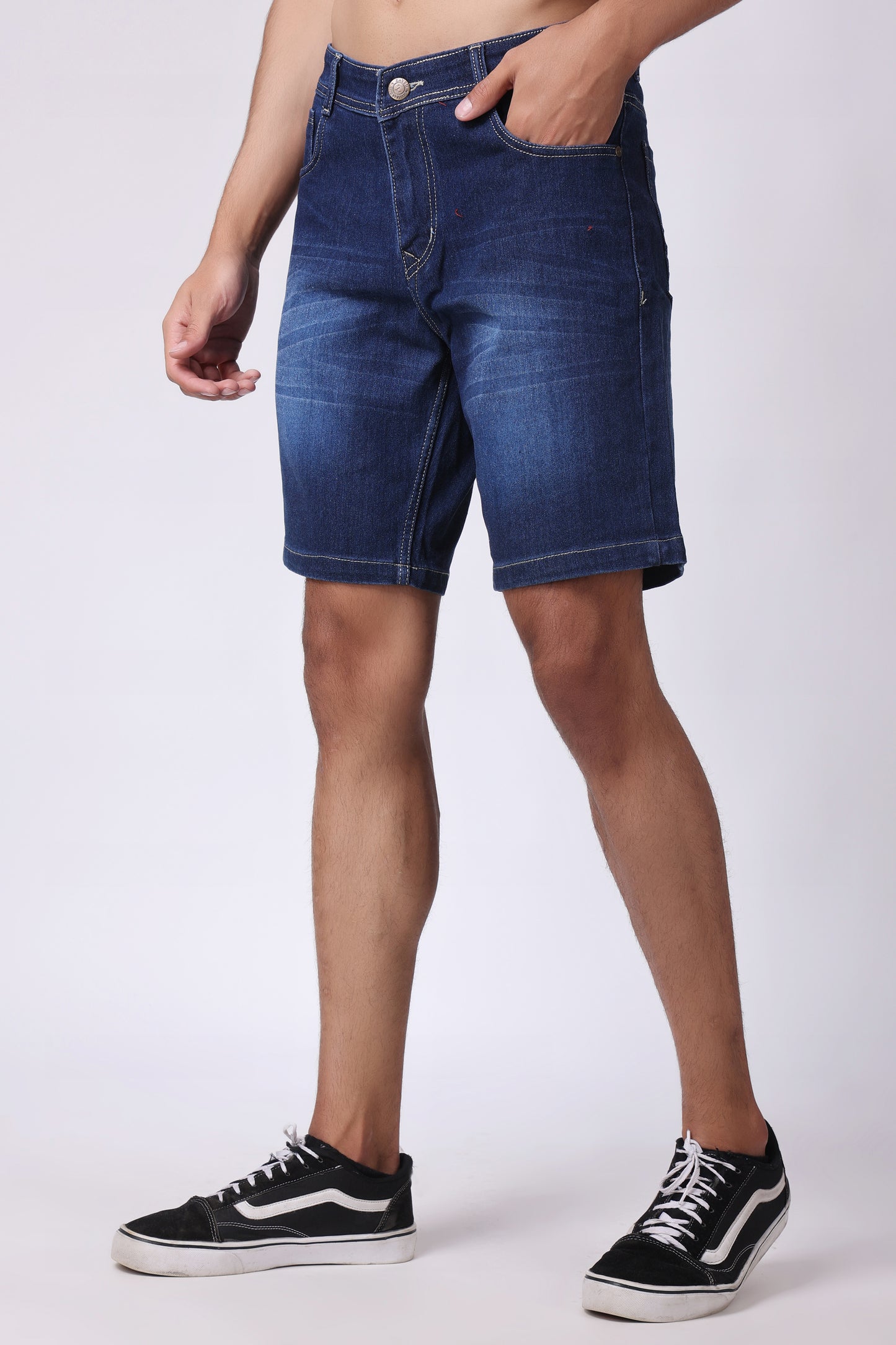 ZAYSH Men Slim Mid Rise Dark Blue Shorts