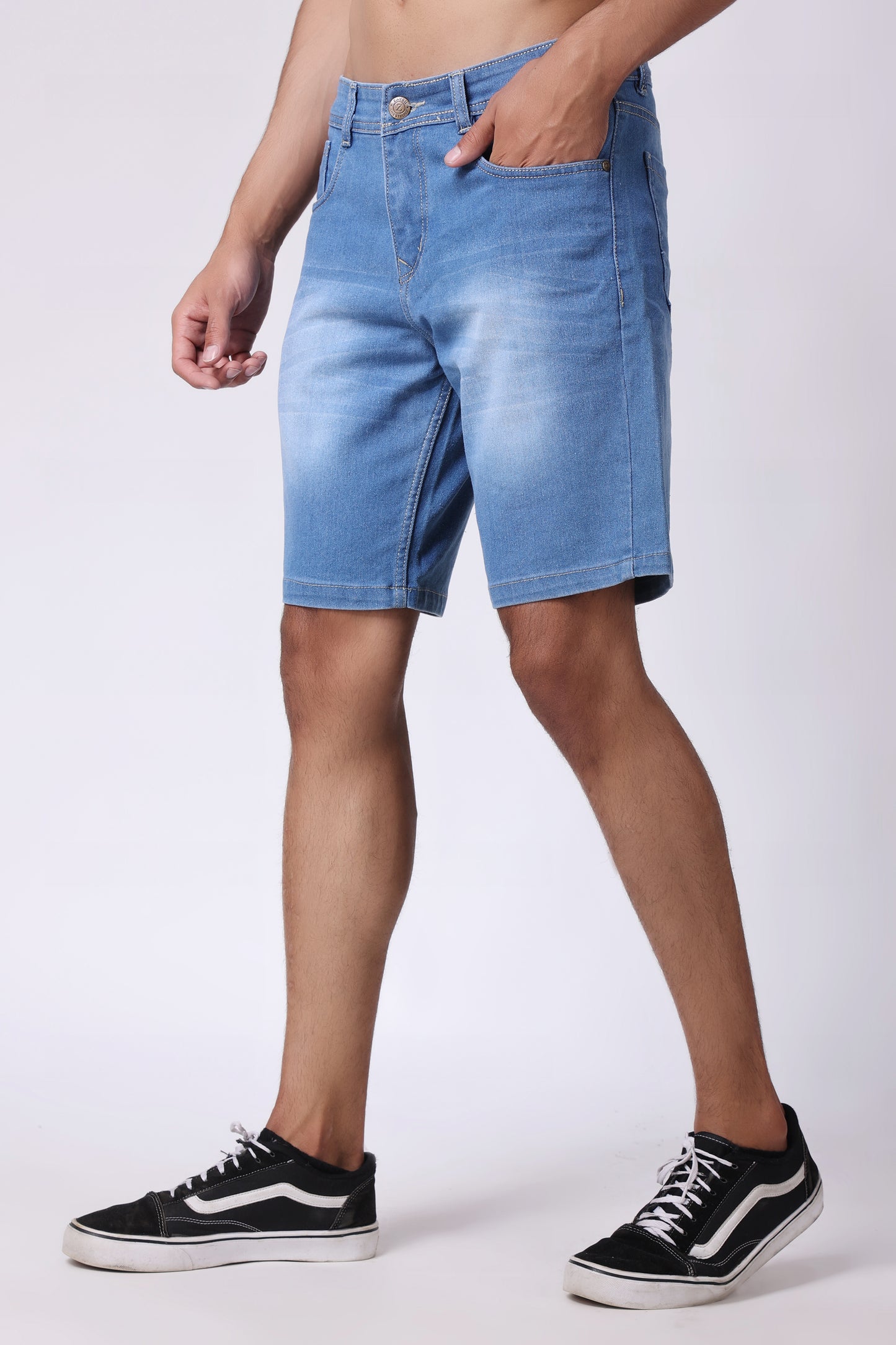 ZAYSH Men Slim Mid Rise Blue Shorts