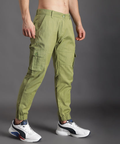 ZAYSH Men Regular Mid Rise Green Cargo Pants (CAR)