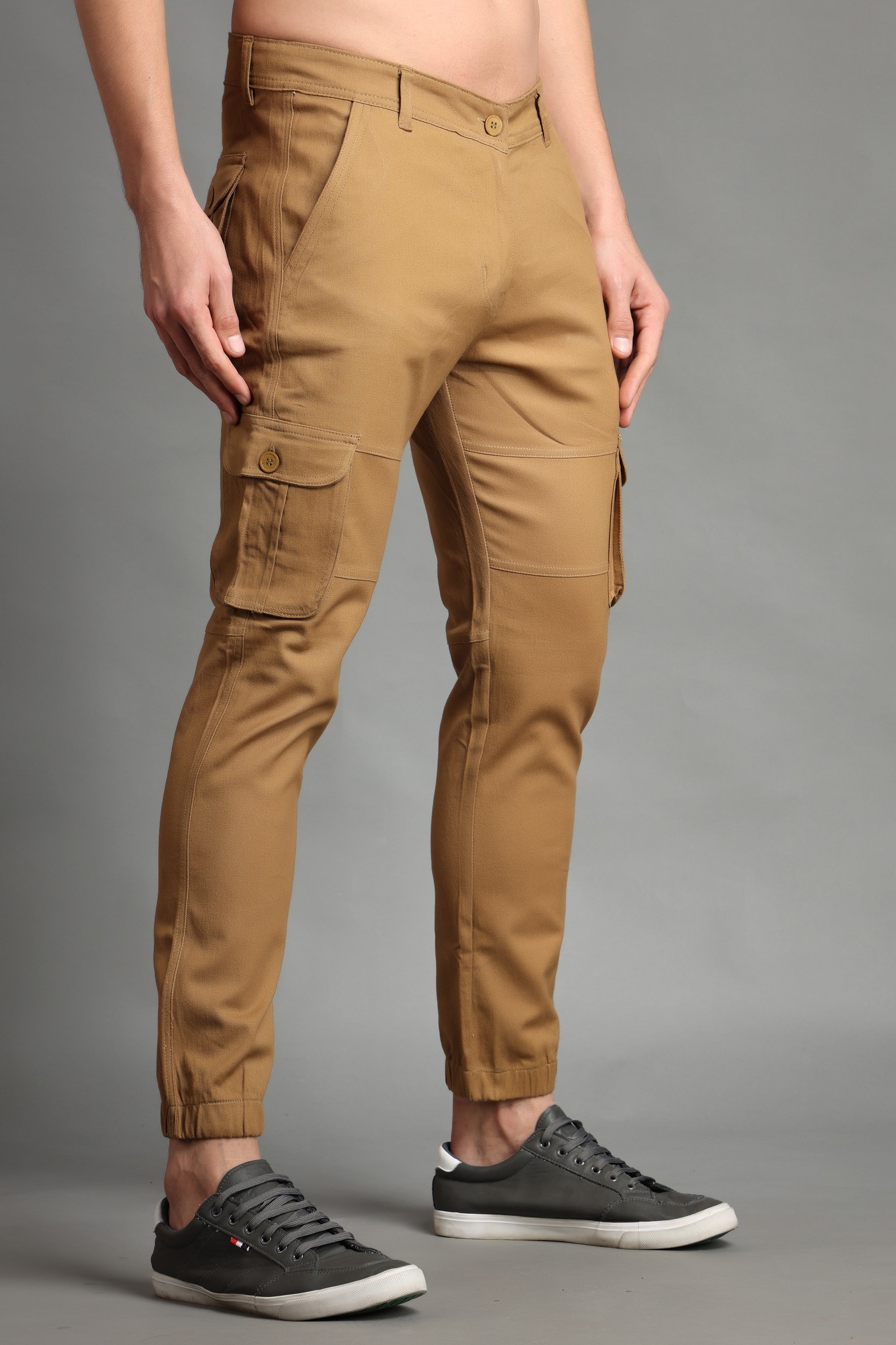 Buy Camel Brown Baggy Fit Linen Cargo Pants Online At Best Prices   Tistabene