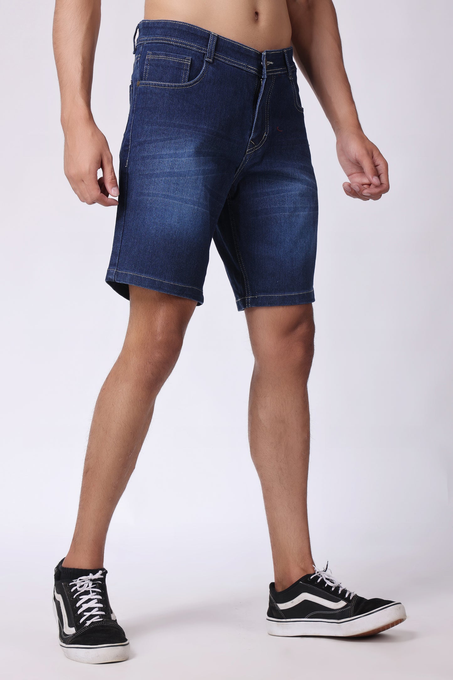 ZAYSH Men Slim Mid Rise Dark Blue Shorts