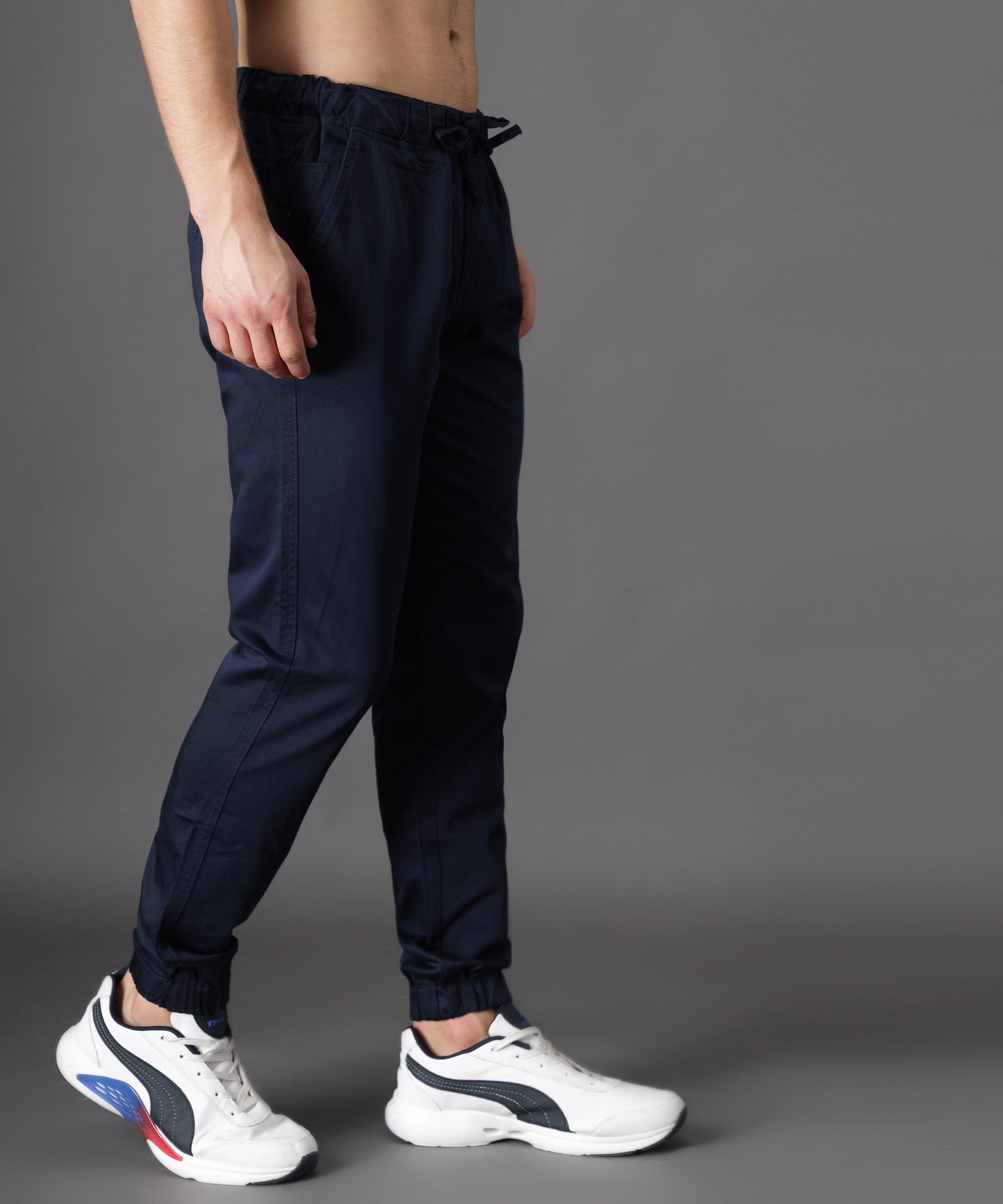 ZAYSH Men Slim Mid Rise Blue Cotton Jogger Pants (CJOG)