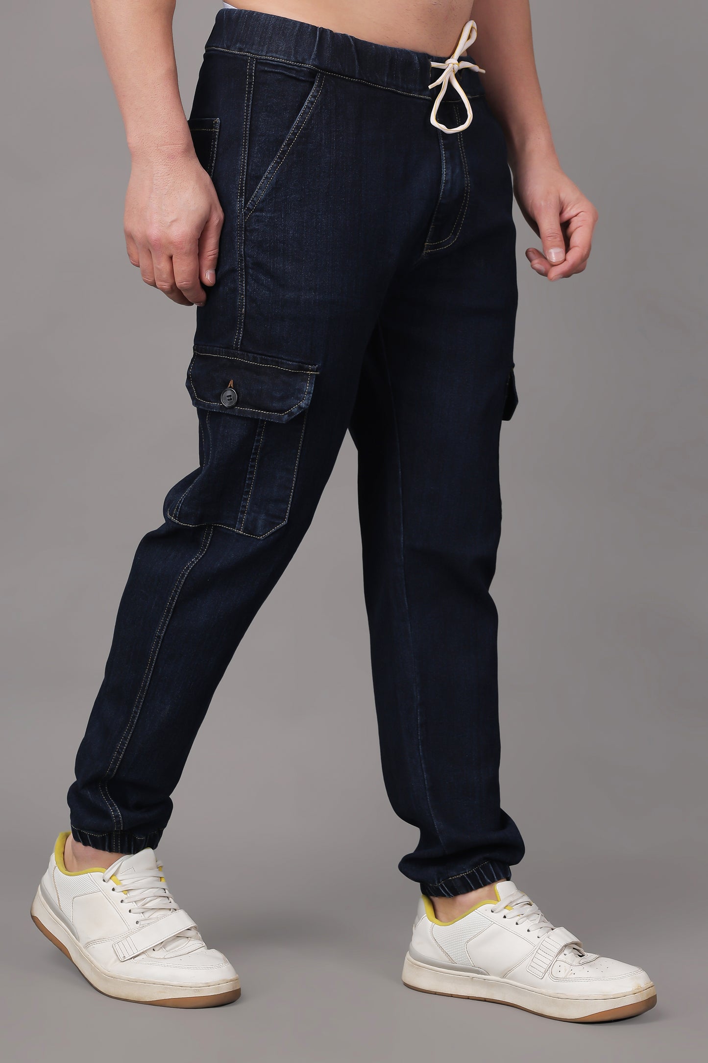 ZAYSH Men Regular fit Mid Rise Dark Blue Cargo Pants (JOG-DEN-6P)