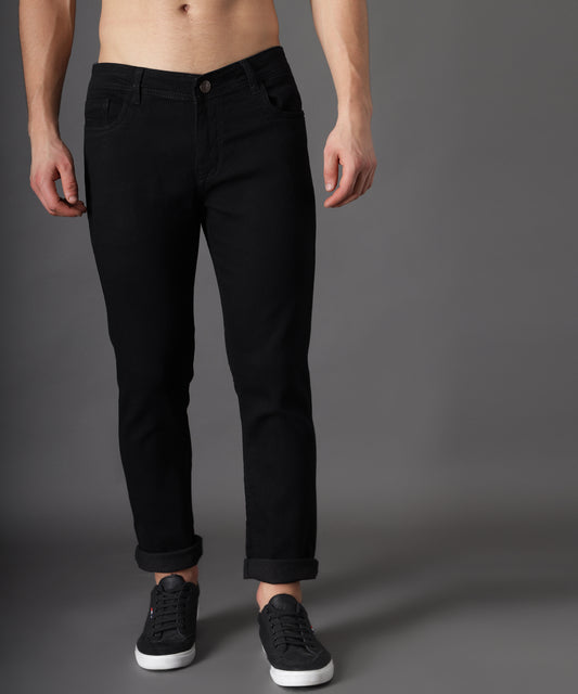 ZAYSH Men Slim Mid Rise Black Jeans Pants