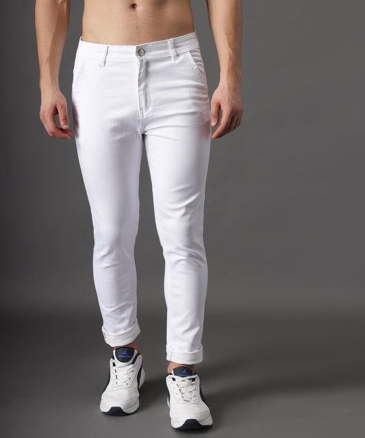 ZAYSH Men Slim Mid Rise White Jeans Pants