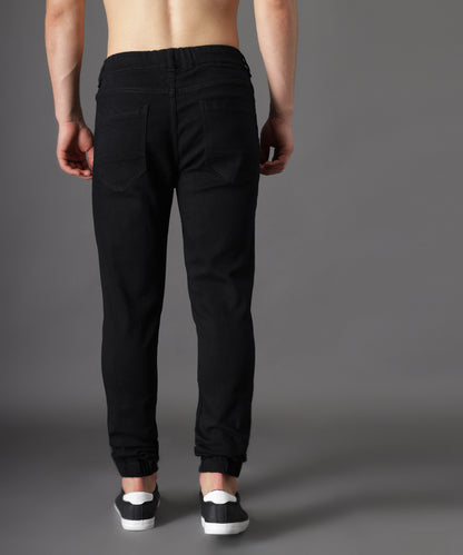 ZAYSH Men Slim Mid Rise Black Jogger Pants