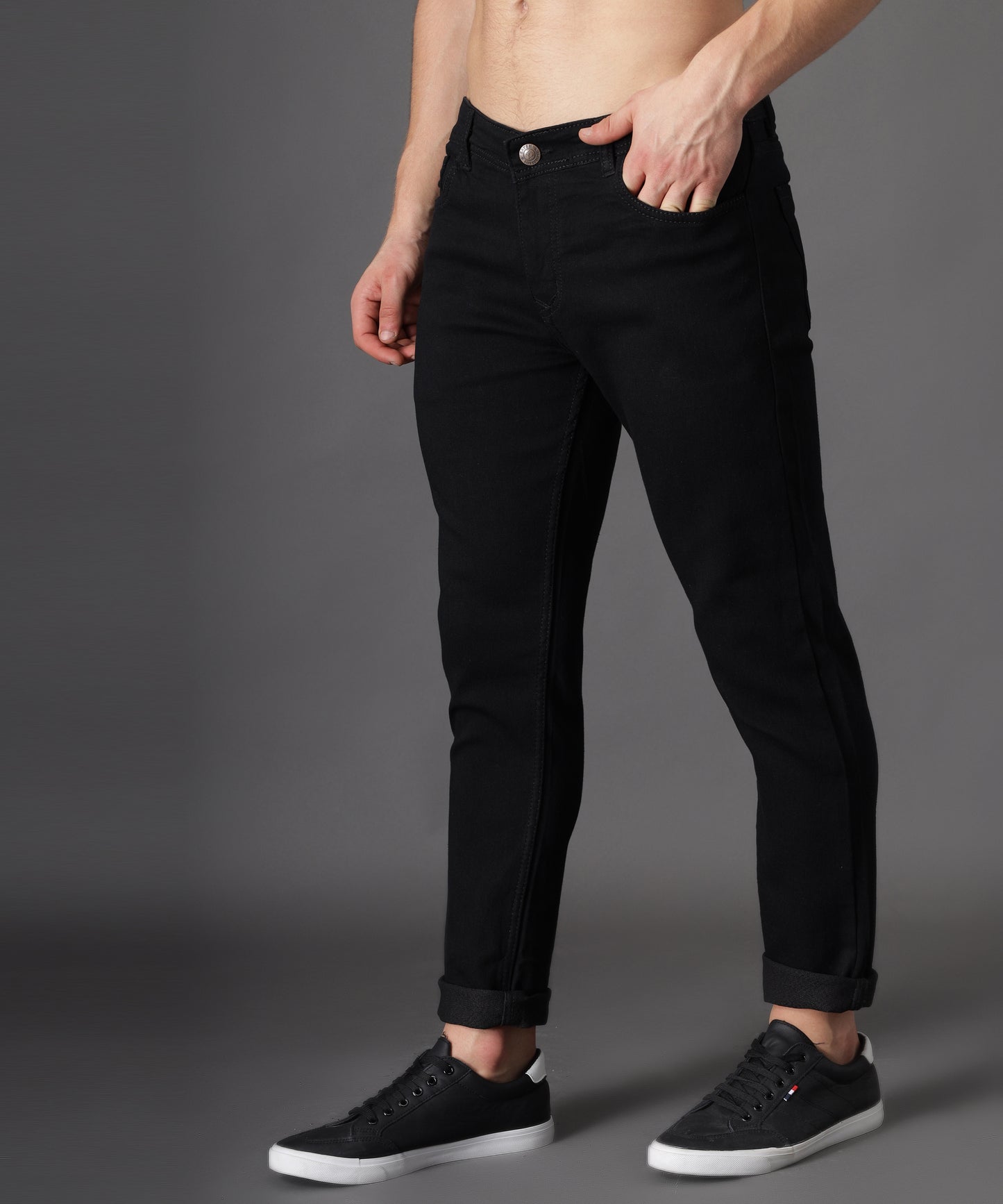 ZAYSH Men Slim Mid Rise Black Jeans Pants