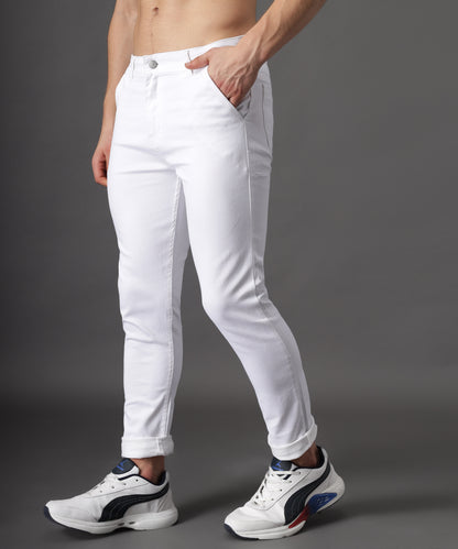 ZAYSH Men Slim Mid Rise White Jeans Pants