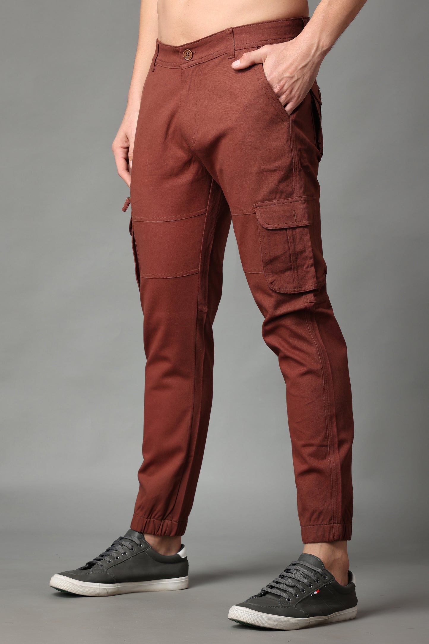 ZAYSH Men Regular Mid Rise Brown Cargo Pants