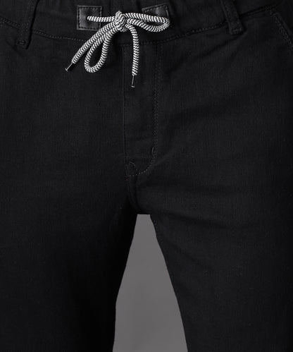 ZAYSH Men Slim Mid Rise Black Jogger Pants