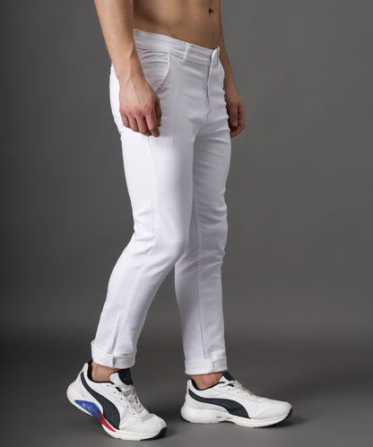 ZAYSH Men Slim Mid Rise White Jeans Pants